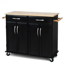 Load image into Gallery viewer, Wood Top Rolling Kitchen Trolley Island Cart Storage Cabinet
