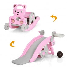 Load image into Gallery viewer, 4-in-1 Toddler Slide and Rocking Horse Playset with Basketball Hoop-Pink
