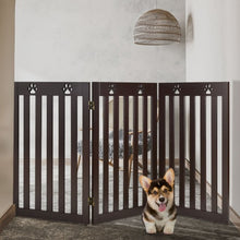 Load image into Gallery viewer, 36&quot; Folding Wooden Freestanding Pet Gate Dog Gate with 360° Flexible Hinge-Espresso
