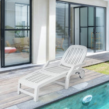 Load image into Gallery viewer, Adjustable Patio Sun Lounger with Weather Resistant Wheels-White
