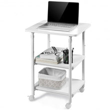 Load image into Gallery viewer, 3-tier Adjustable Printer Stand with 360° Swivel Casters-White
