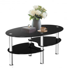 Load image into Gallery viewer, Tempered Glass Oval Side Coffee Table-Black
