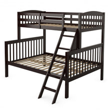 Load image into Gallery viewer, Twin over Full Bunk Bed Rubber Wood Convertible with Ladder Guardrail-Espresso
