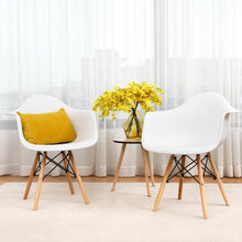 Load image into Gallery viewer, Set of 2 Mid-Century Dining Arm Chairs with Wood Legs
