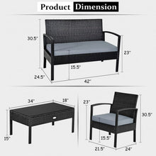 Load image into Gallery viewer, 4 PCS Patio Rattan Cushioned Furniture Set -Black

