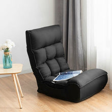 Load image into Gallery viewer, 4-Position Adjustable Floor Chair Folding Lazy Sofa-Black

