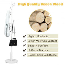 Load image into Gallery viewer, Wooden Coat Rack Stand Entryway Hall Tree 2 Adjustable Height w/ 10 Hooks-White
