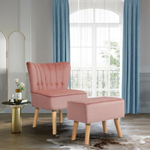 Load image into Gallery viewer, Leisure Chair and Ottoman Thick Padded Tufted Sofa Set-Pink
