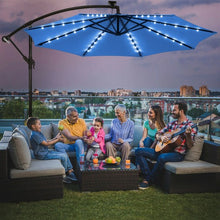 Load image into Gallery viewer, 10 Ft Solar LED Offset Umbrella with 40 Lights and Cross Base for Patio-Blue
