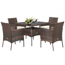 Load image into Gallery viewer, Outdoor 5PCS Dining Table Set with 1 Table and 4 Single Sofas
