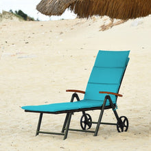 Load image into Gallery viewer, Outdoor Chaise Lounge Chair Rattan Lounger Recliner Chair-Turquoise
