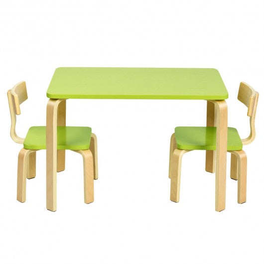 3 Piece Kids Wooden Activity Table and 2 Chairs Set-Green