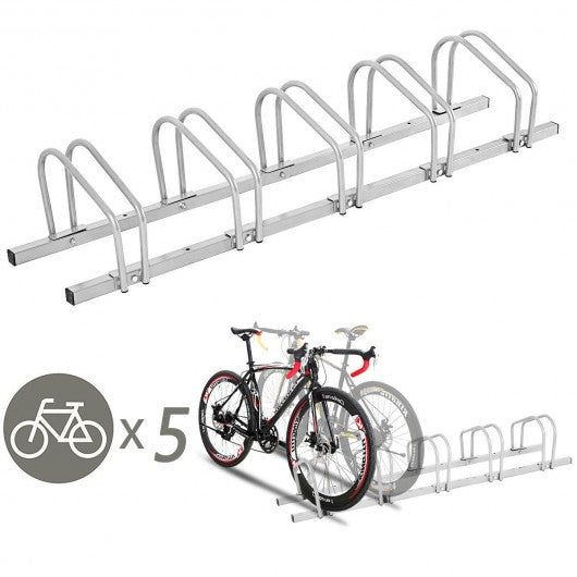 5 Bicycle Stand Parking Rack Garage Storage Organizer-Silver