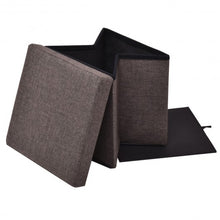 Load image into Gallery viewer, Folding Storage Square Footrest Ottoman-Brown
