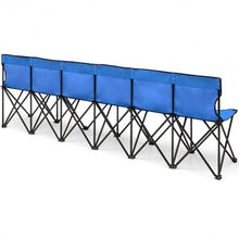 Load image into Gallery viewer, Portable Folding 6 Seats Chair Sideline Sports Bench-Blue
