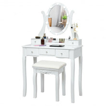 Load image into Gallery viewer, Touch Switch Makeup Dressing Vanity Table Set with 10 Light Bulbs-White
