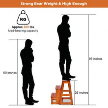 Load image into Gallery viewer, Folding Multi-functional 3-tier Ladder Wood Step Stool
