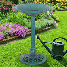 Load image into Gallery viewer, Outdoor Garden Green Pedestal Bird Bath Feeder
