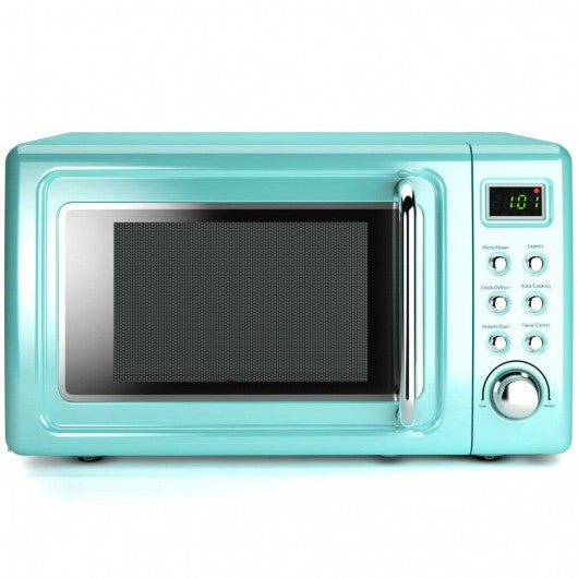 700W Glass Turntable Retro Countertop Microwave Oven-Green