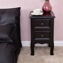 Load image into Gallery viewer, Wood Accent End Nightstand w/ 2 Storage Drawers-Black
