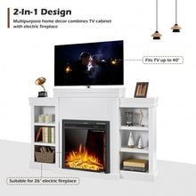 Load image into Gallery viewer, 70&quot; Modern Fireplace Media Entertainment Center with Bookcase-White
