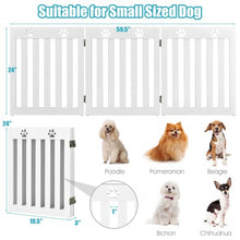 Load image into Gallery viewer, 24&quot; Folding Wooden Freestanding Dog Gate with 360° Flexible Hinge for Pet-White
