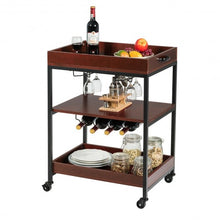 Load image into Gallery viewer, 3 Tier Trolley Cart Kitchen Island Serving Bar Cart
