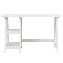 Load image into Gallery viewer, 2 Tier Shelf Wooden Trestle Computer Table Writing Desk
