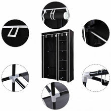 Load image into Gallery viewer, 69&quot; Portable Closet Storage Organizer Clothes Wardrobe-Black
