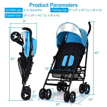 Load image into Gallery viewer, Foldable Lightweight Baby Infant Travel Umbrella Stroller-Light Blue
