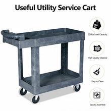 Load image into Gallery viewer, Plastic Utility Service Cart 550 lbs Capacity 2 Shelves Rolling

