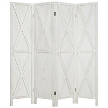 Load image into Gallery viewer, 5.6 Ft 4 Panels Folding Wooden Room Divider-White
