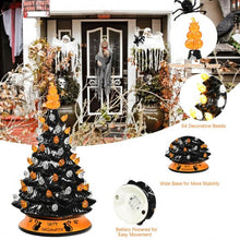 Load image into Gallery viewer, 15&quot; Pre-Lit Ceramic Hand-Painted Tabletop Halloween Tree
