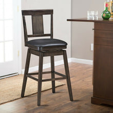Load image into Gallery viewer, 29 inch Swivel Upholstered Counter Height Bar Stool with Rubber Wood Legs
