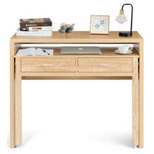 Load image into Gallery viewer, Extendable Computer Desk with Pull Out Secondary Desk-Natural
