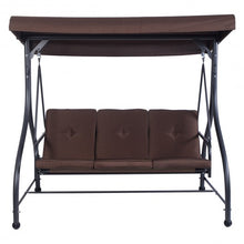 Load image into Gallery viewer, 3 Seats Converting Outdoor Swing Canopy Hammock w/ Adjustable Tilt Canopy-Brown
