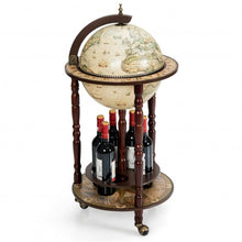 Load image into Gallery viewer, 17&quot; Italian Style Wooden Globe Liquor Bottle Wine Rack

