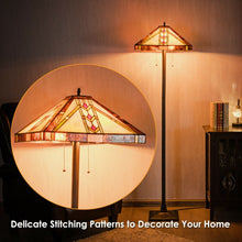 Load image into Gallery viewer, Tiffany-Style 2-Light Standing Lamp w/ 18&quot; Wide Shade
