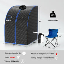 Load image into Gallery viewer, Portable Personal Steam Sauna Spa with 3L Blast-proof Steamer Chair-Black

