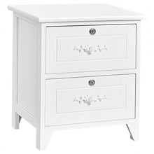 Load image into Gallery viewer, Solid Wood Elegant Storage Nightstand w/ 2 Locking Drawers-White
