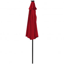 Load image into Gallery viewer, 9 Ft and 32 LED Lighted Solar Patio Market Umbrella Shelter with Tilt and Crank-Burgundy

