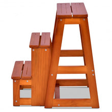 Load image into Gallery viewer, Folding Multi-functional 3-tier Ladder Wood Step Stool
