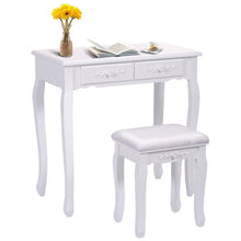 Load image into Gallery viewer, White Vanity Makeup Dressing Table with Mirror + 4 Drawers
