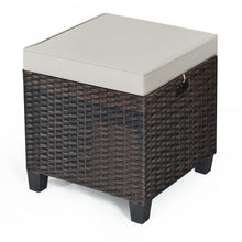 Load image into Gallery viewer, 2 Pcs Patio Rattan Ottoman Cushioned Seat Foot Rest
