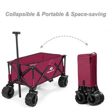 Load image into Gallery viewer, Collapsible Outdoor Utility Garden Trolley Folding Wagon-Wine
