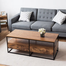 Load image into Gallery viewer, 47&quot; 2-Tier Cocktail 2 Drawer Coffee Table Metal Desk
