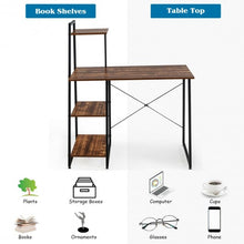 Load image into Gallery viewer, Computer Desk with Shelves Study Writing Desk Workstation Bookshelf-Brown
