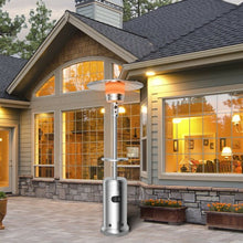 Load image into Gallery viewer, Outdoor Heater Propane Standing LP Gas Steel with Table and Wheels-Silver
