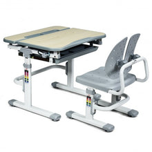 Load image into Gallery viewer, Height Adjustable Kids Study Desk and Chair Set-Gray
