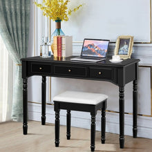 Load image into Gallery viewer, Makeup Dressing Table with Tri-Folding Mirror and Cushioned Stool for Women

